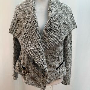 Club Monaco Black/Blue/Cream Tweed Blazer Cardigan S